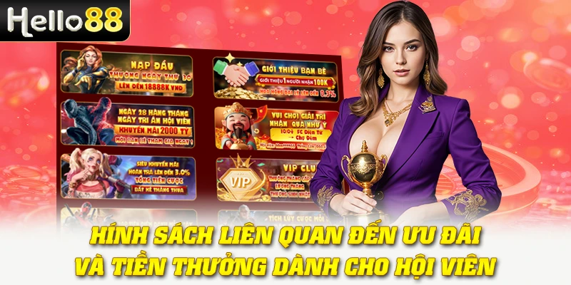 Điều Khoản Dịch Vụ Hello88 - Quy Định Mọi Hội Viên Cần Biết 3 Chính sách liên quan đến ưu đãi và tiền thưởng dành cho hội viên